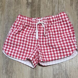Cat & Jack 4T Shorts Red Gingham Girls Drawstring Elastic Waist Red & White EUC